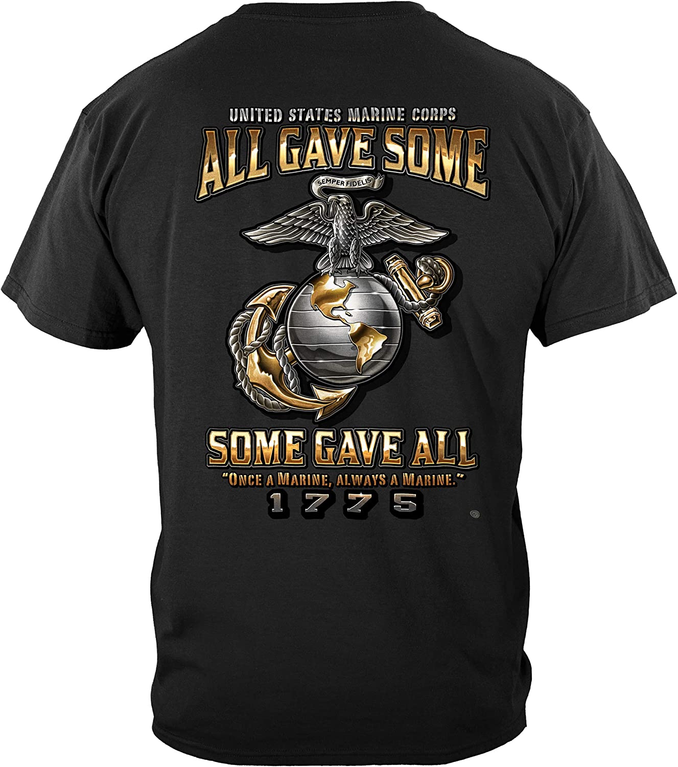 Marine Corps T-Shirt Double Flag Gold Globe Marine Corps T-Shirt MM2153 - Image 3